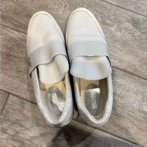Michael Kors Metallic Silver Slip-On Sneakers